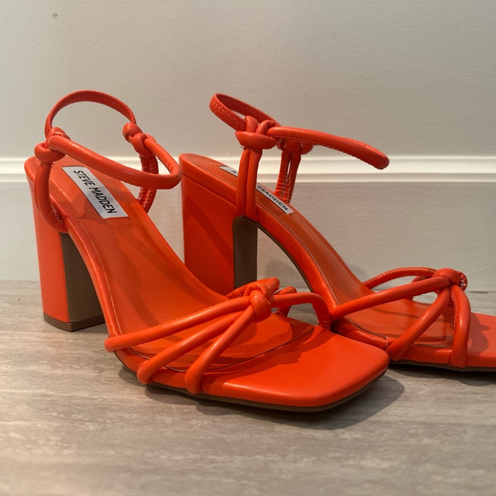 NWOT Steve Madden Bold Orange Strappy Heels